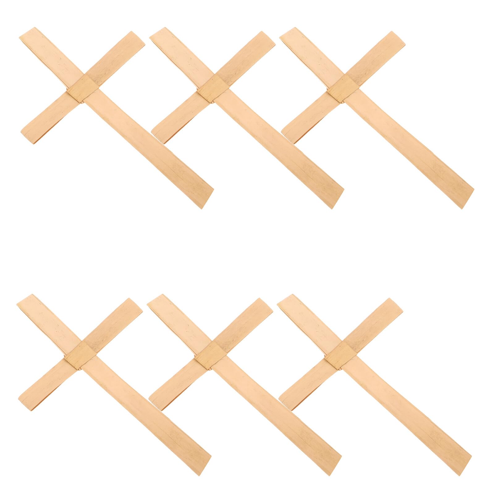 Croix Murales en Palmier Tissé Main Ornements Légers Fixation Facile Lot de 6