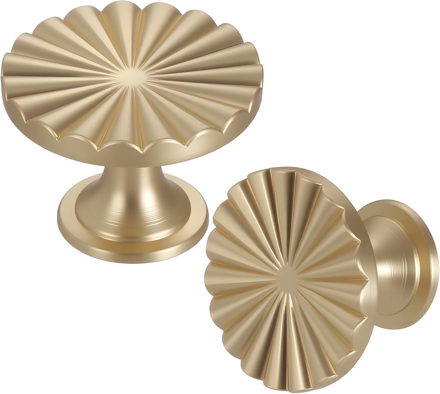 12 Pack Brushed Gold Kitchen Cabinet Knobs for Dresser Drawers - 1.46 Inch Round Drawer Knobs Vintage, Zinc Alloy Pulls Hardware for Cabinets Closet Door Cupboard