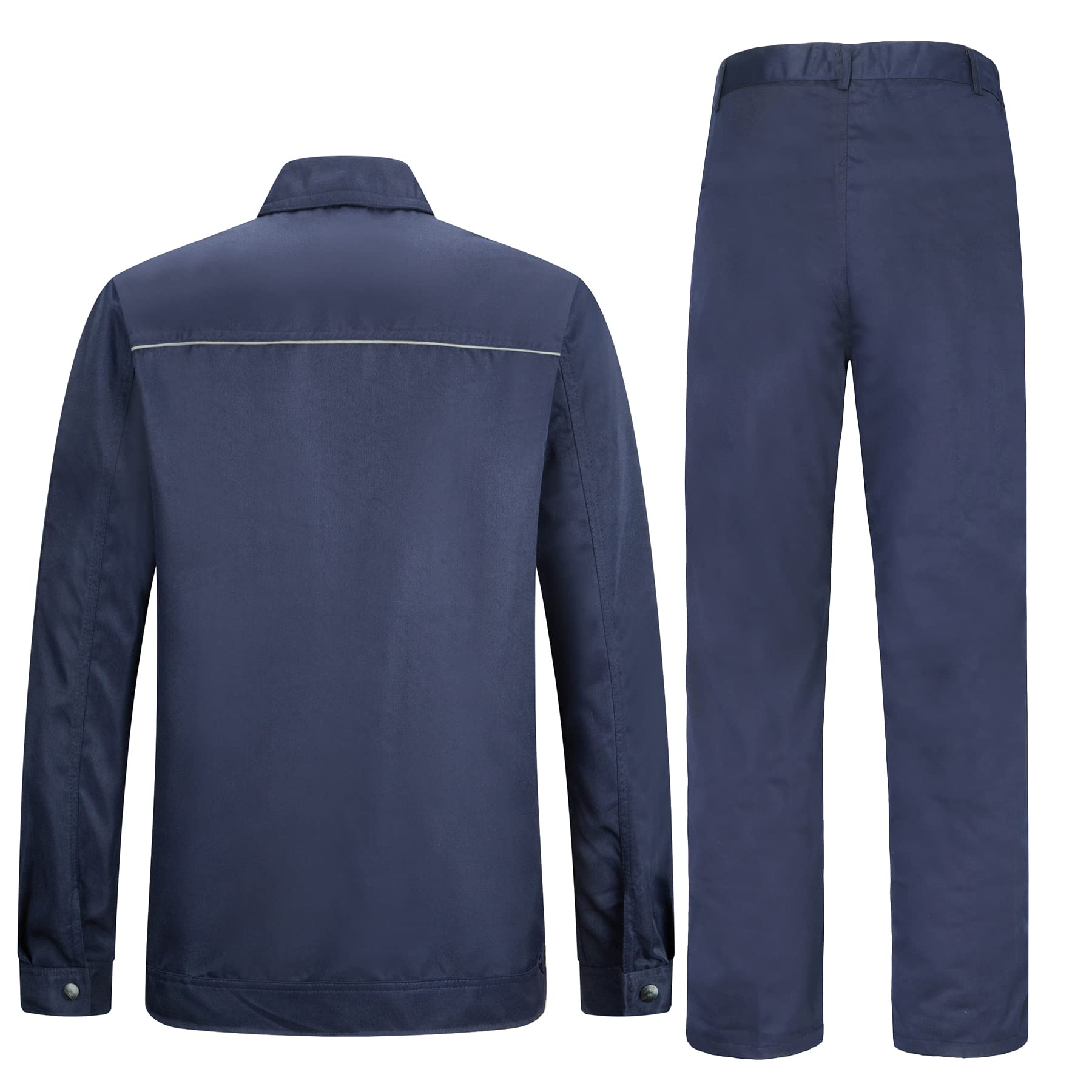 Uomo Set di Abbigliamento da Lavoro, Giubbino da Lavoro Uomo Completo da Lavoro Uniforme con Multitasca di Riparazione Auto