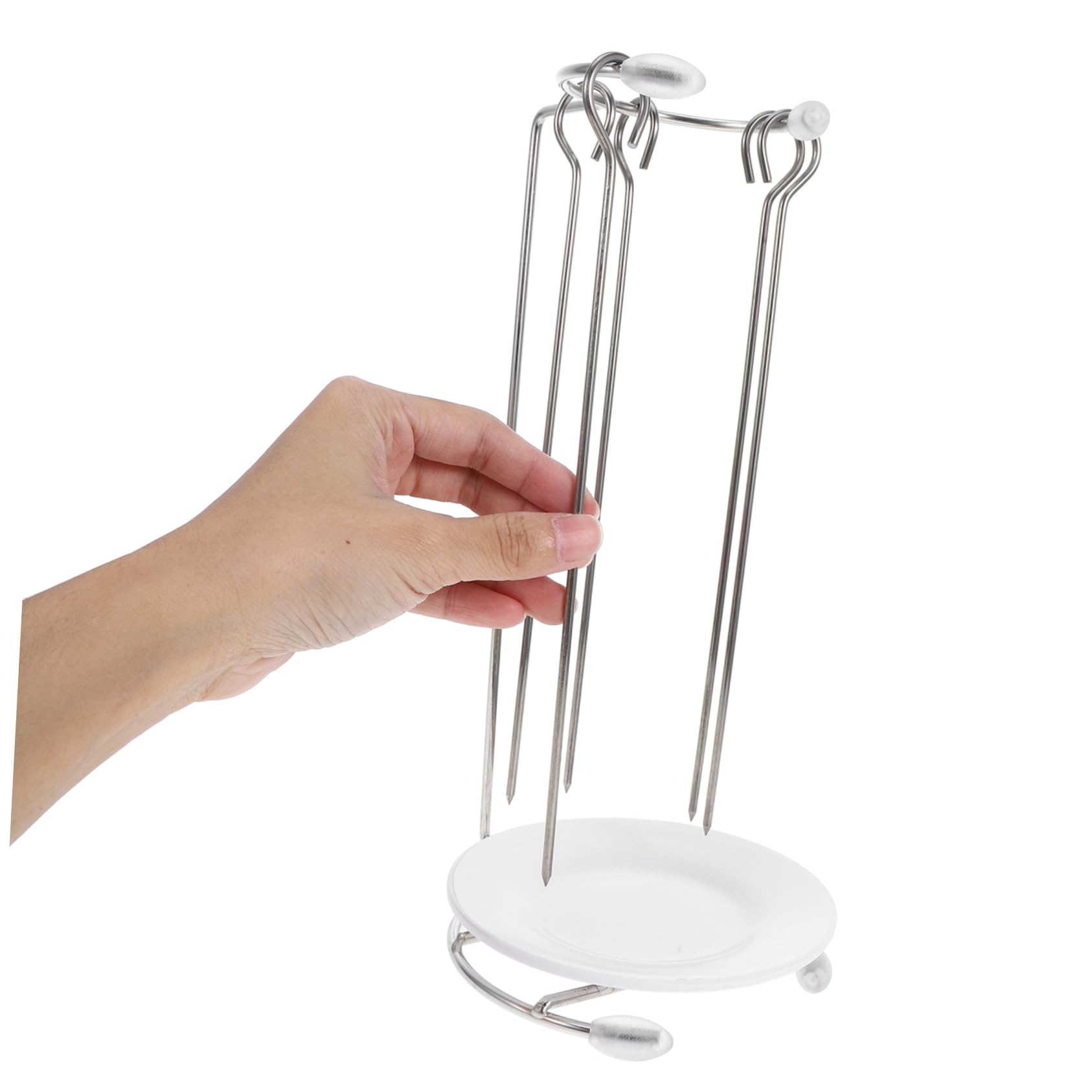 iplusmile Supporto Spiedini per Barbecue in Acciaio Inox Resistente, Griglia Verticale per Kebab Versatile, Utensili da Cucina Portatili per Grigliate All’aperto e Picnic