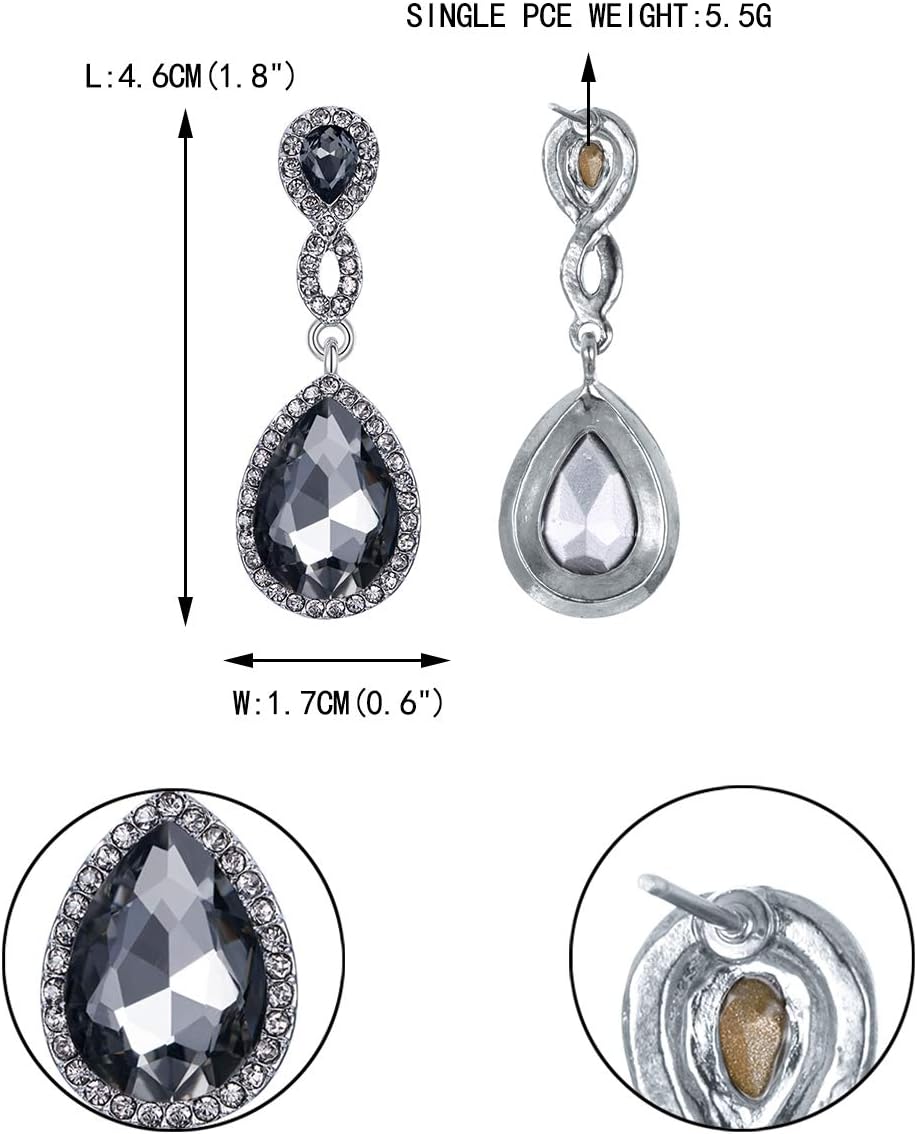 EVER FAITH Women's Rhinestone Crystal Elegant Wedding 8-Shaped Teardrop Pierced Dangle Earrings Clear - Image 5