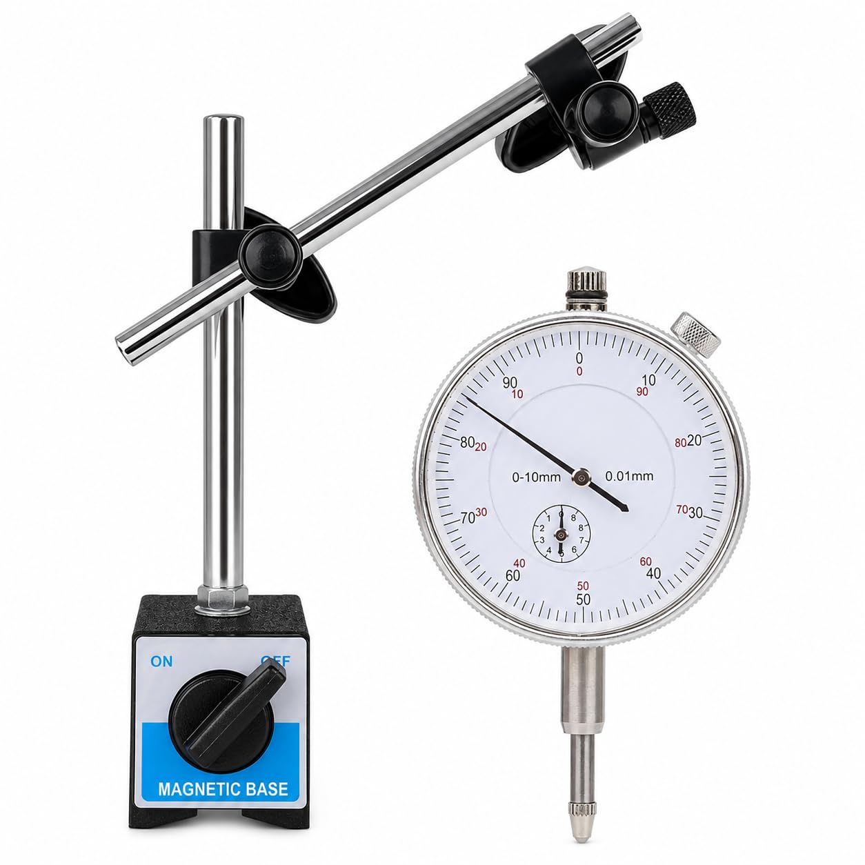 Mass Pro Adjustable Magnetic Stand + Dial Indicator Gauge – High-Precision Measurement Tool (0-10mm/0.01mm) for Engineering, Automotive & Industrial Use-image-10