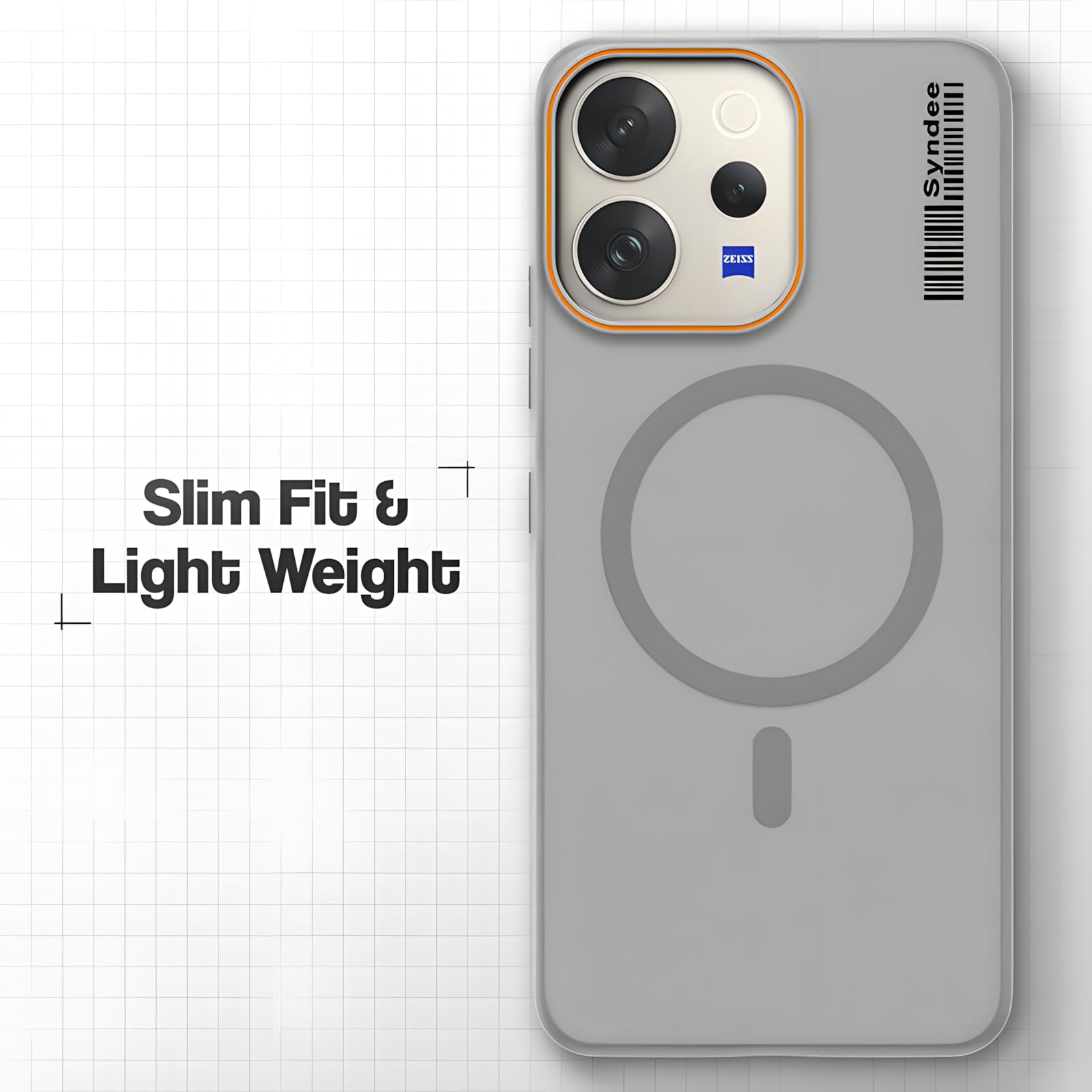 DL3 Mobilak Case Back Cover for VIVO V70 5G/VIVO V70 Elite 5G, Sleek Frosted Translucent Back Only Compatible with Wireless Magnetic Accessories | Anti-Scratch Shockproof Phone Case (Gray)