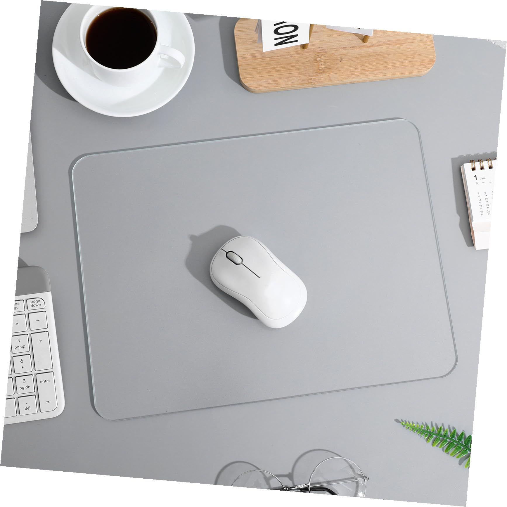 Mouse Pad in Vetro Trasparente per Gaming, Superficie Liscia