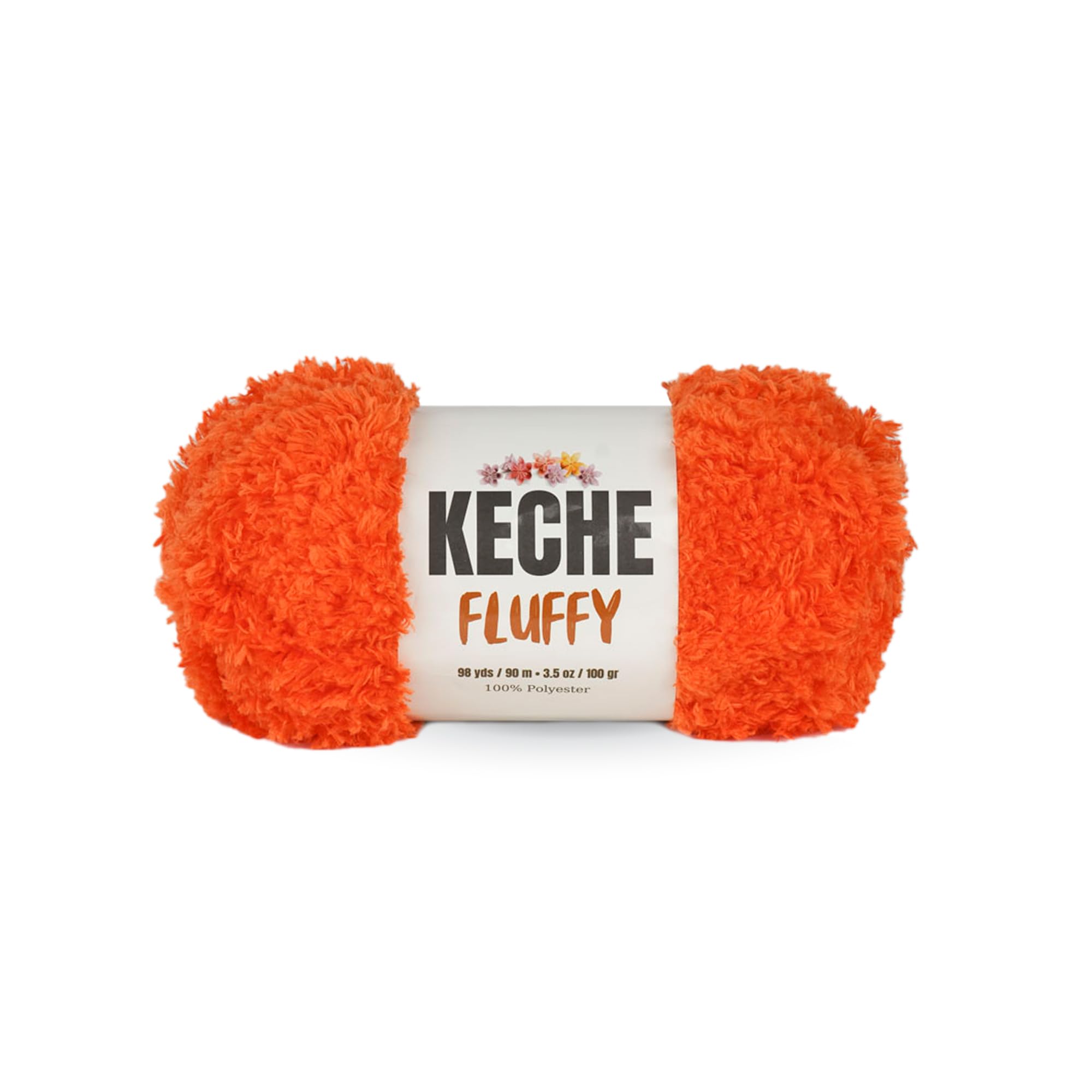 KECHE Fluffy Bulky Yarn – Super Soft Chunky Fuzzy Blanket Weight # 5 Yarn for Knitting Crocheting Crafting 3.5 oz (100 gr) 98 Yds (90 m) - Orange