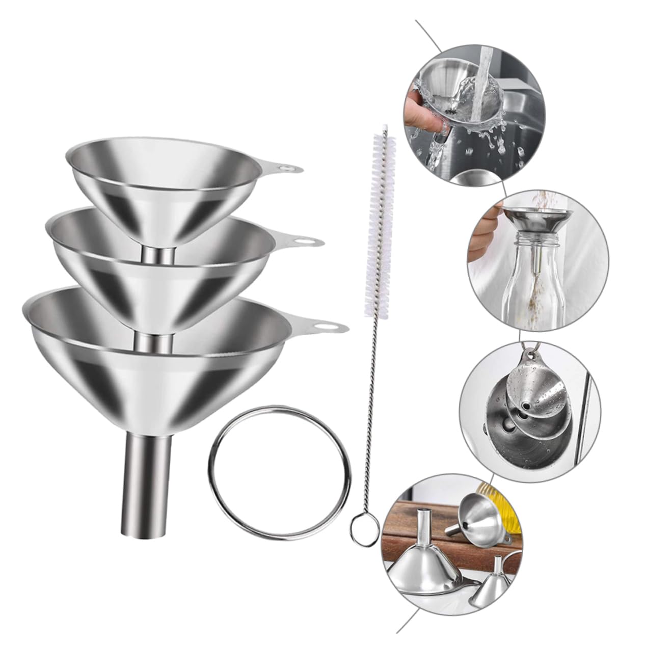 Embudo de Cocina de Acero Inoxidable Grande para Aceite y Vino