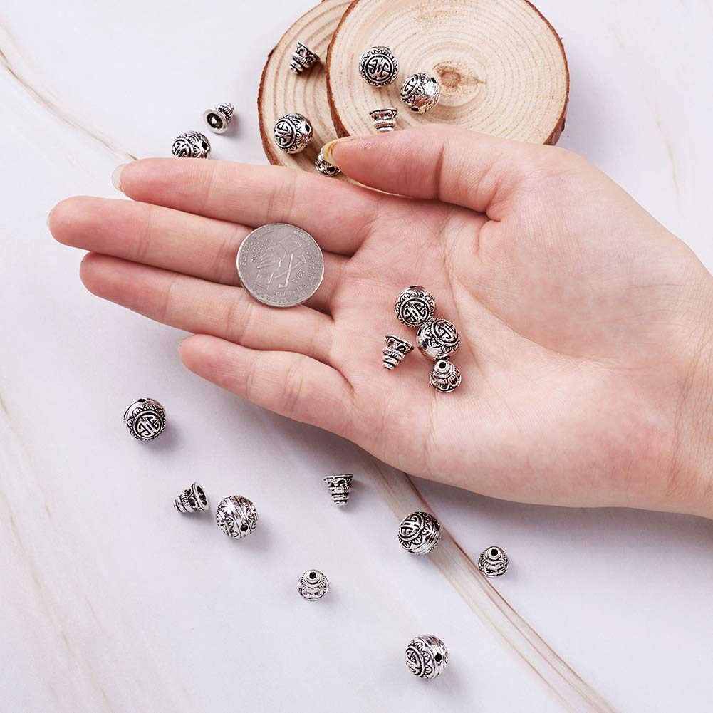 Craftdady 10Sets Tibentan Guru Beads 3-Hole T-Drilled Beads with Cone Cap For Rosary Necklace Prayer Bracelet Buddhist - Image 4