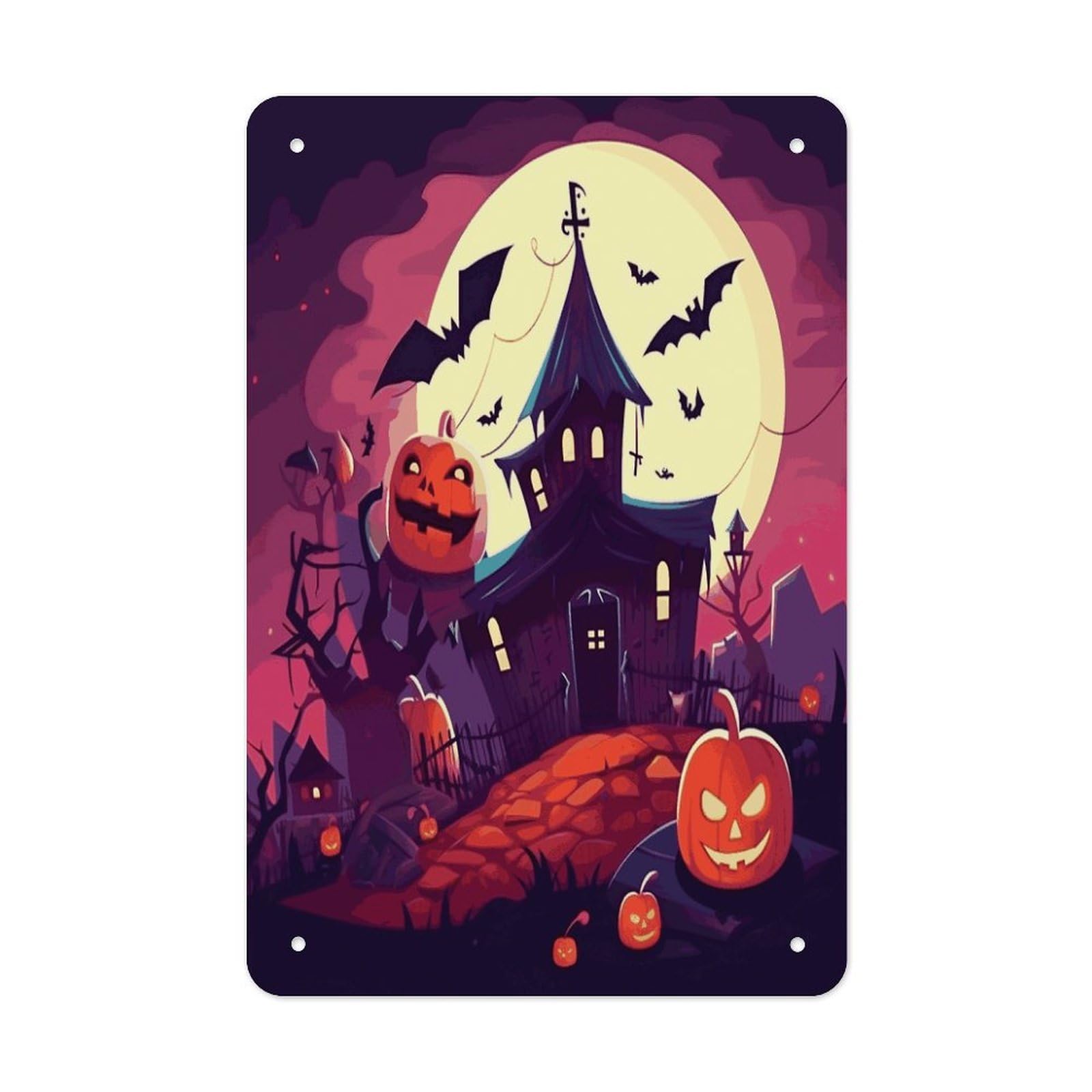 Happy Halloween Metal Tin Sign Wall Decor Hanging Plaque
