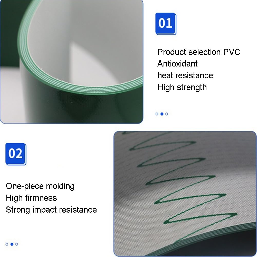 YJEUZCD PVC Conveyor Flat Belt, Commercial Production Line Conveyor Machine Belt, Warehouses Factories Bucket Unloading Pulley Belt Material(1.0x65.6 ft)