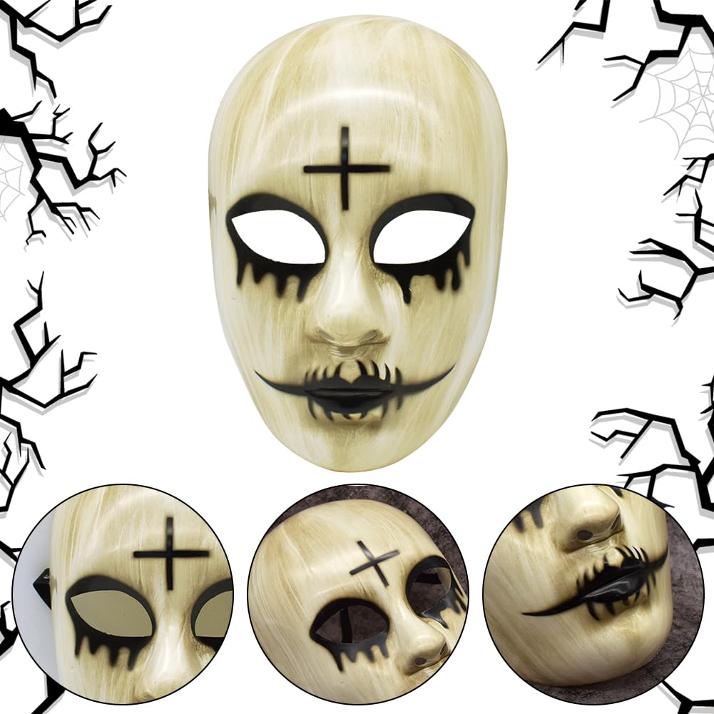 BCTHLBF 2pcs Face Movie Mask, Scary Horror Cross and God Face Masks for Masquerade Mardi Gras Party Cosplay Props Movie Costume - Image 3