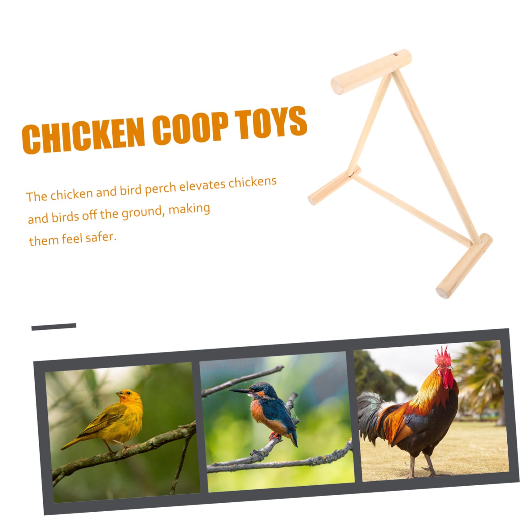 BESTonZON 3 Piezas Soporte Triangular de Madera para Gallinas y Aves Percha Natural para Gallinero Juguete para Accesorio Seguro y Resistente para Ejercicio de Aves