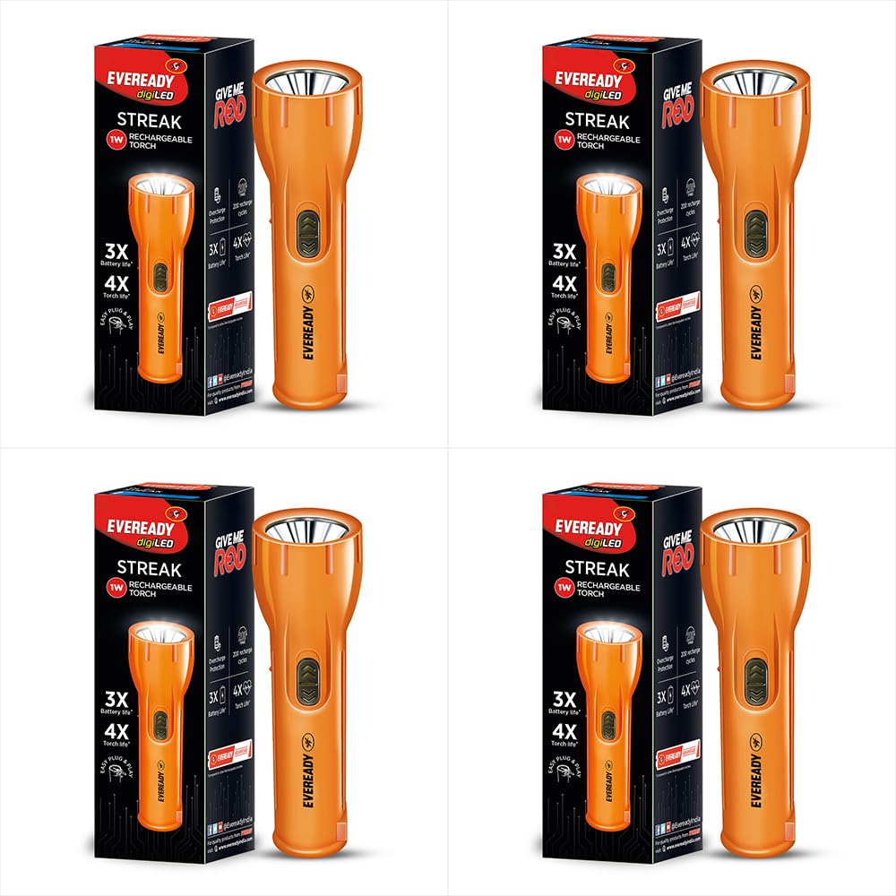 Eveready DIGILED DL22 Rechargeable Torch (Color May Vary) (Pack of 4) (B0D12VYCRS) Amazon Price History, Amazon Price Tracker