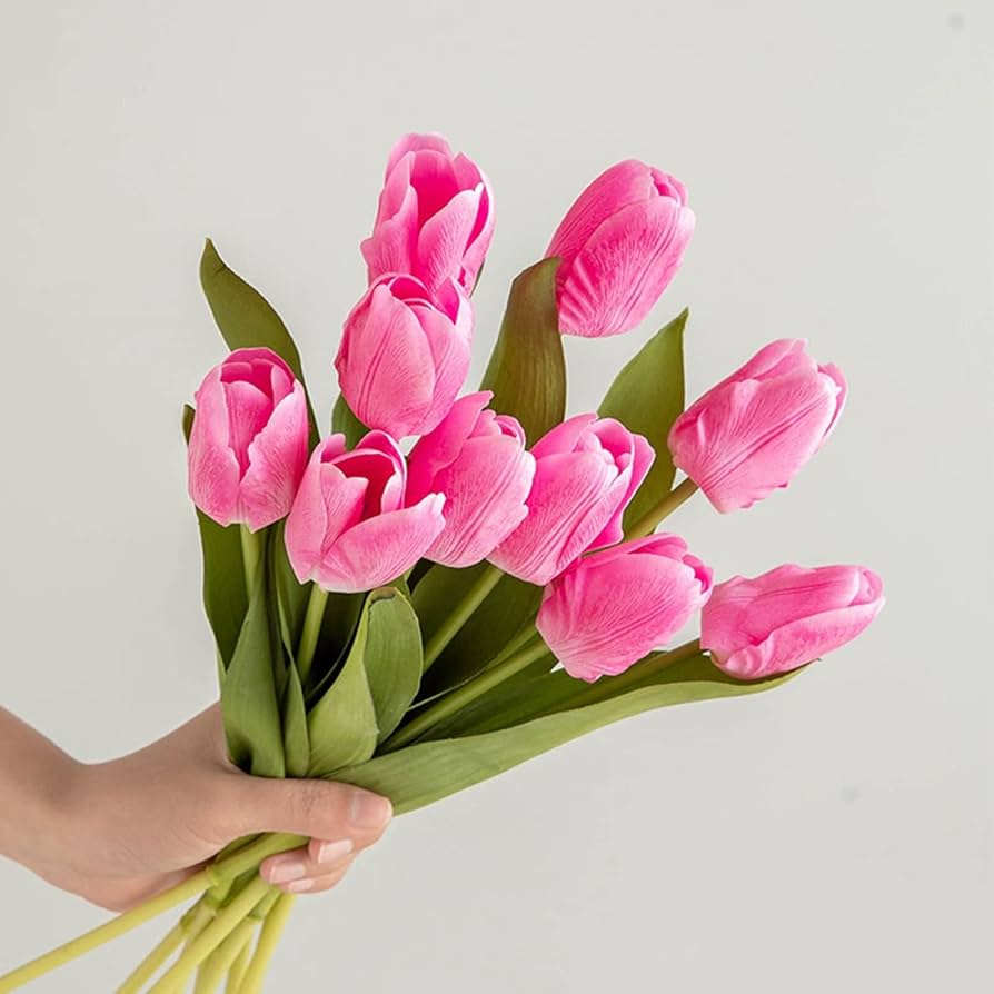 Amazon｜チューリップ 10本 造花 枯れない花 花束 ブーケ 人工