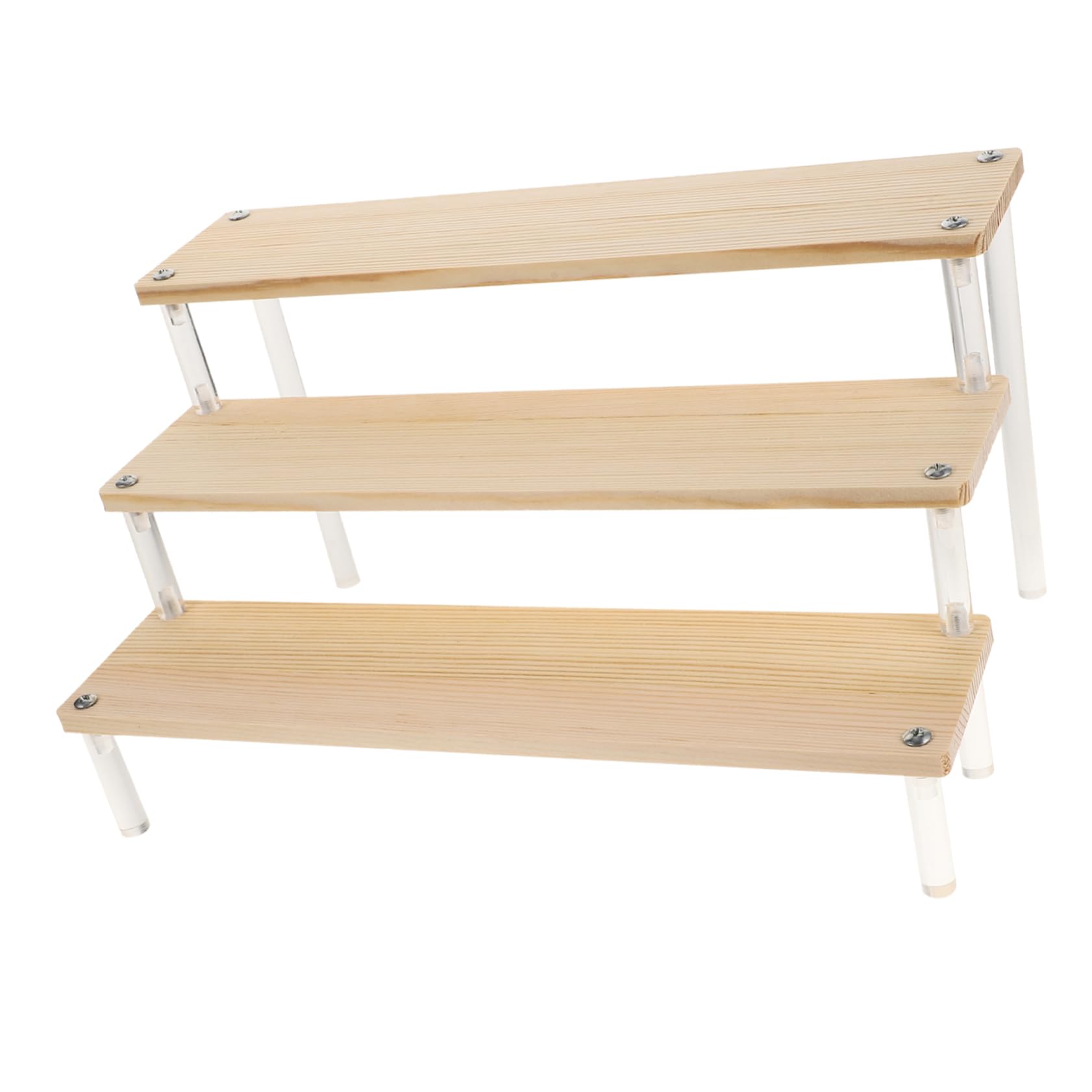 HOMOCONO Tier Display Stand Acrylic Display Stands Display Shelf for Collectibles Booth Display Rack Wood