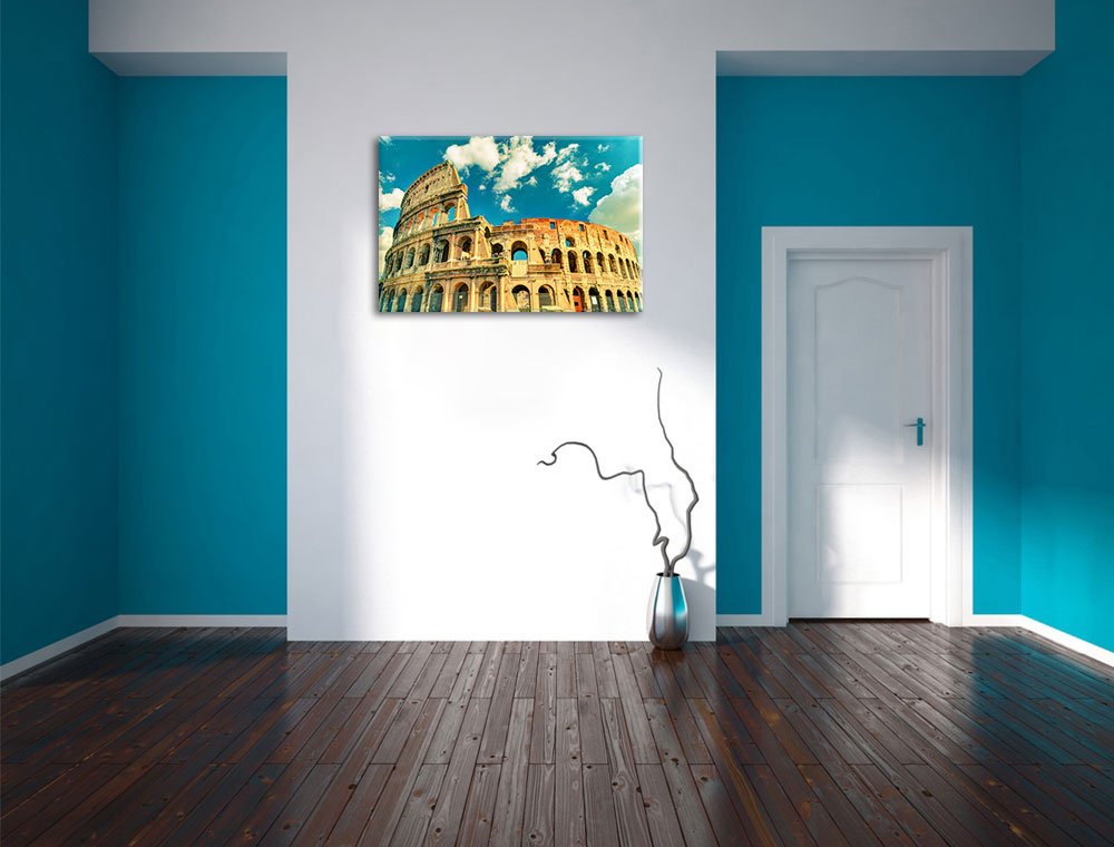 Pixxprint Leinwandbild „Amphitheater In Rom“ – 3-teilig, Gesamtmaß 120x80 Cm, Auf Echtholzrahmen Gespannt, UV-beständig, Made In Germany