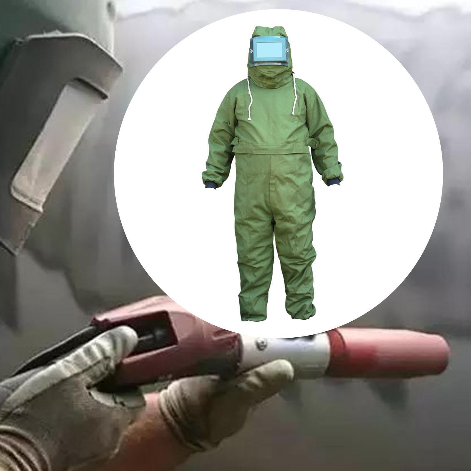 Ropa para arenado, traje con capucha para arenado, ligero, transpirable, cómodo, mono de trabajo con puños elásticos, traje para, cobertura total, cara transparente
