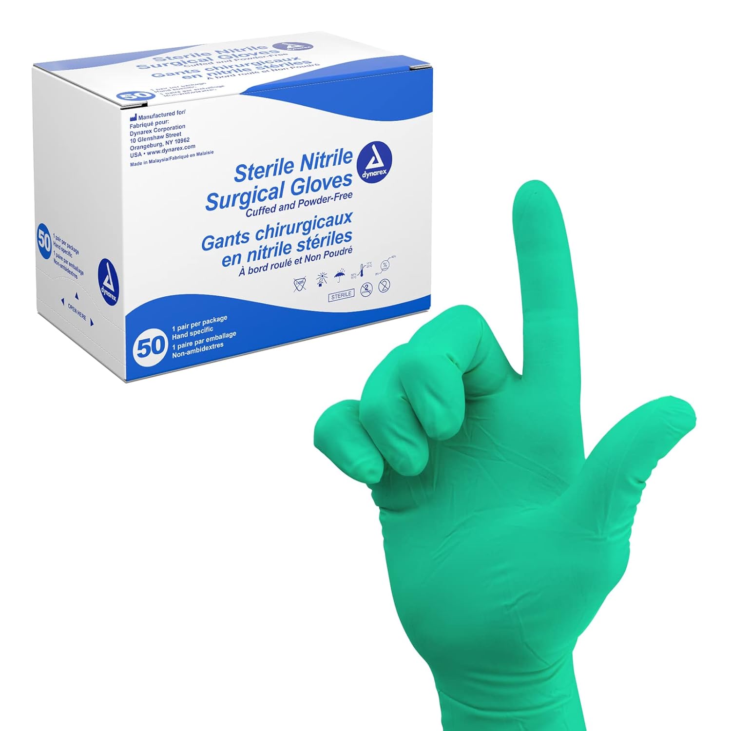 Dynarex Sterile Nitrile Surgical Gloves, PowderFree and Puncture