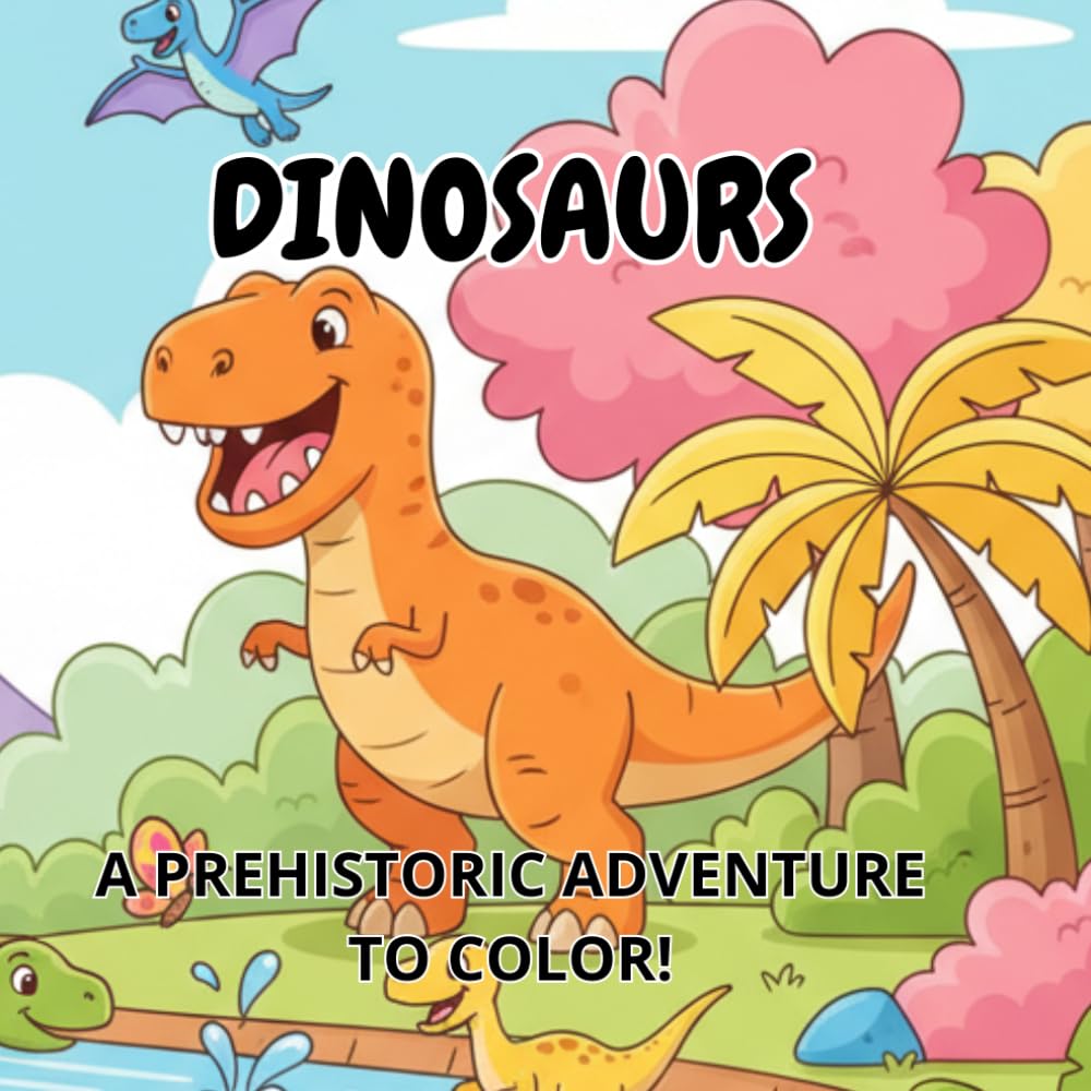 DINOSAURS, a prehistoric adventure to color!: Coloring book for children