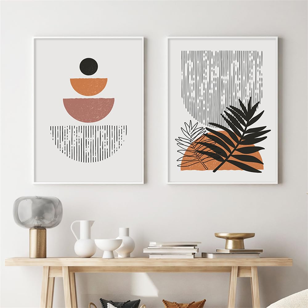 WUHBCZ Pictures,Abstract Geometric Line Leaves Boho Posters Canvas Painting Wall Art Print Pictures for Bedroom Living Room Kitchen Home Decor Artwork-50 * 60cm*2PCS (No Frame)