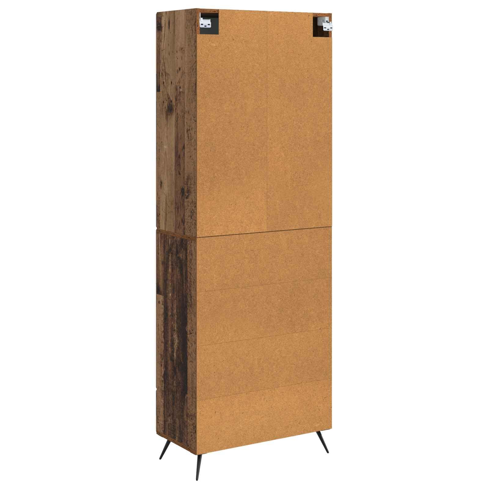 2-teiliges Möbelset Wohnzimmer Altholz-Optik Wohnwand mit Schrank und Sitzbank, Modernes Design Set für Flur und Esszimmer mit 4 Türen 4 Regalböden 1 Schublade