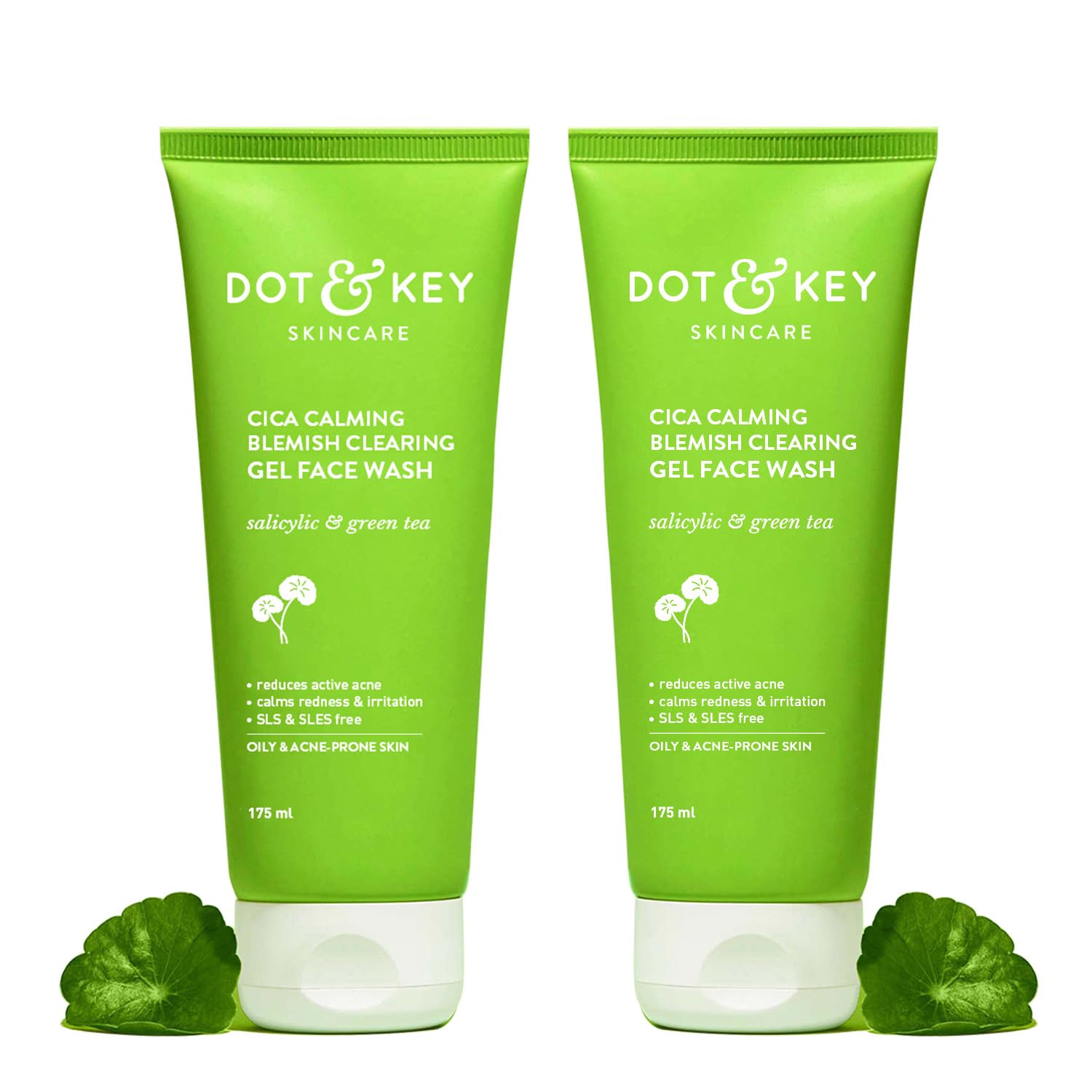 Dot & Key CICA Face Wash for Acne Prone Skin, 2% Salicylic Acid with Green Tea | For Oily & Sensitive Skin | Sulphate Free for Men & Women | Oil Control Face Wash with Zinc (175Ml X Pack of 2)