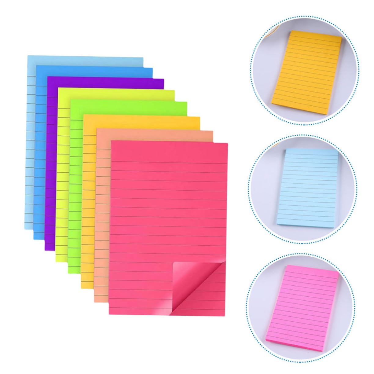 Operitacx 3 Ensembles Bloc-Notes Adhésifs Horizontaux Petits Blocs-Notes Papeterie Pastel Onglets Autocollants Multi-Usages Cahiers Petites Notes Lignées Notes Transparentes 8 pièces * 3