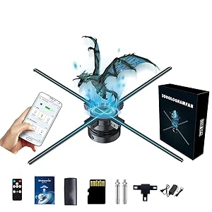 Missyou 3D Hologram Fan,80CM Hologram Fan Projector with 928 PCS HD LED Beads -Holographic Video Advertising for Business Signs,Christmas,Halloween 31.5"( APP+Bluetooth+Remote+WIFI)