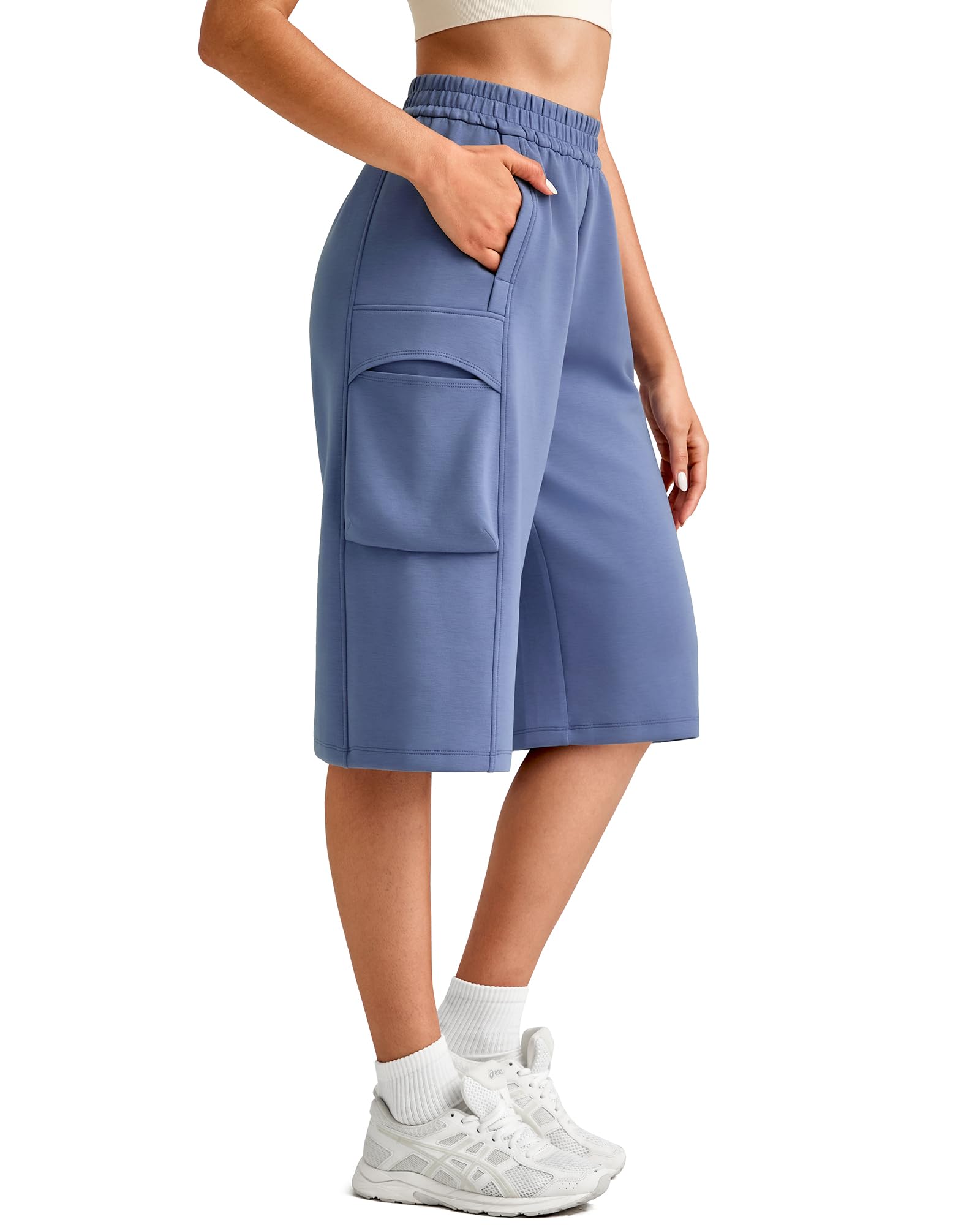 G4Free Smoofit Modal Soft Capri Yoga Pants for Women 13 Knee Length Wide Leg Cargo Sweatpants Travel Casual
