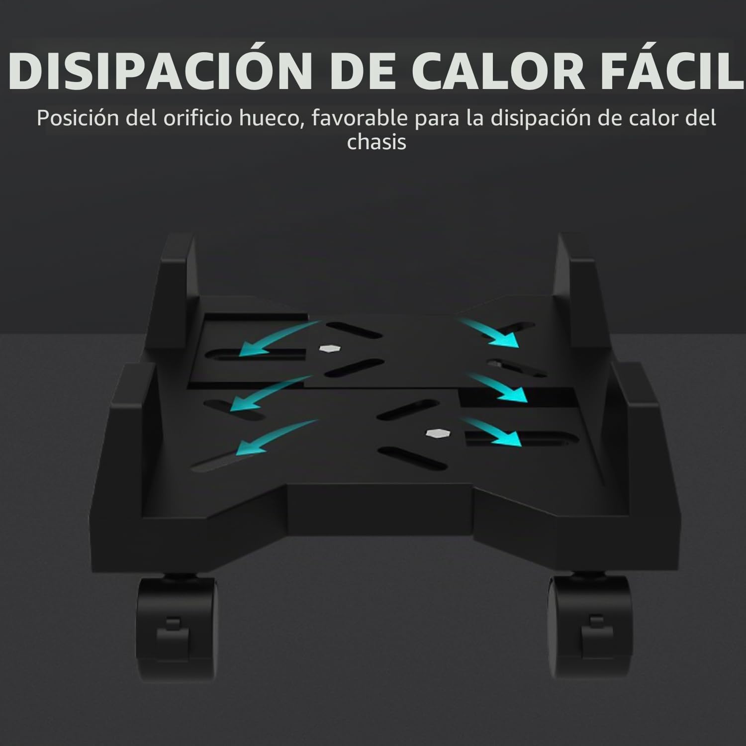 HOMURY Soporte para CPU móvil, soporte para PC para torre de PC, soporte de escritorio con 4 ruedas y base ajustable (negro)