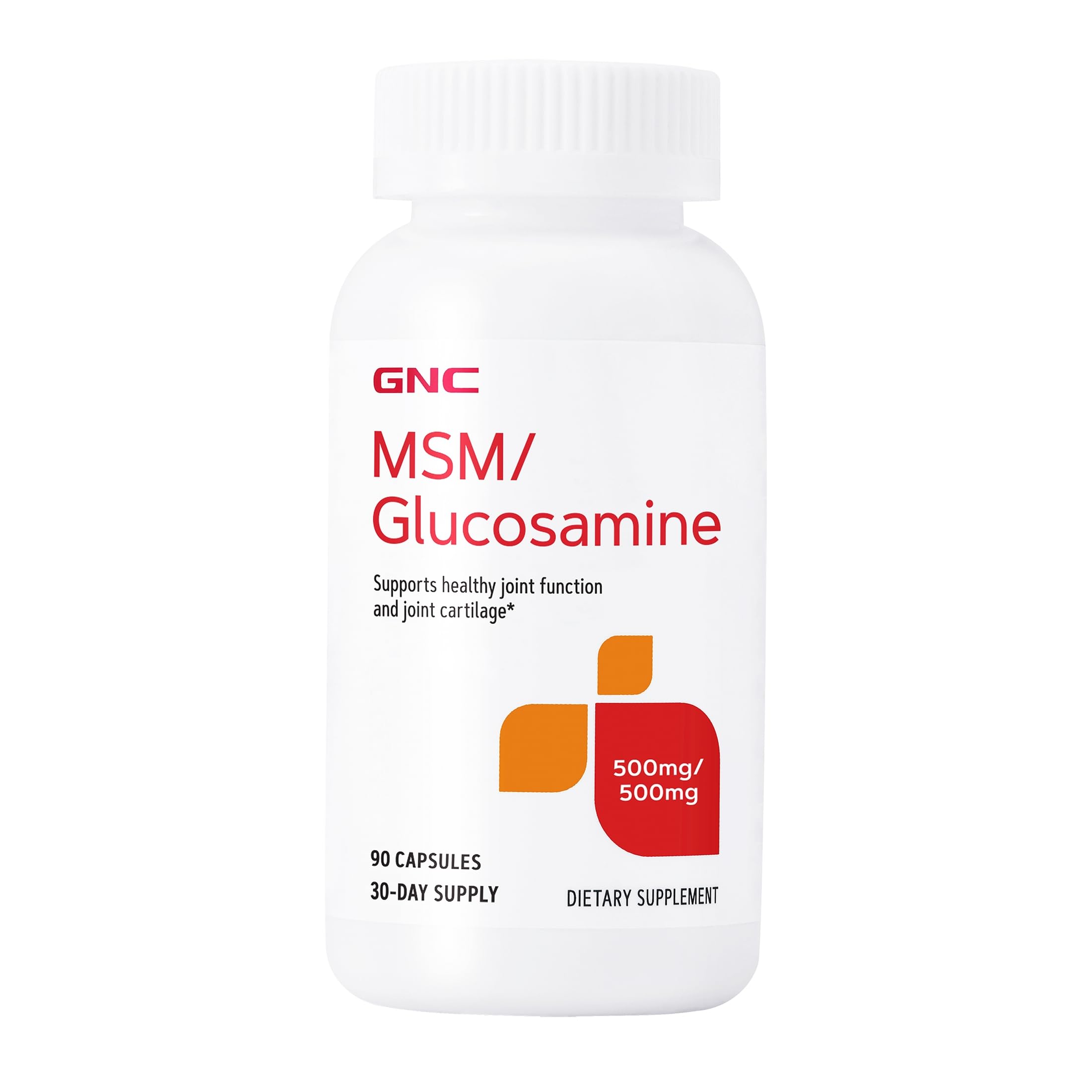 GNC MSM Glucosamine 500mg, Joint Support, 90 Capsules, 30 Servings