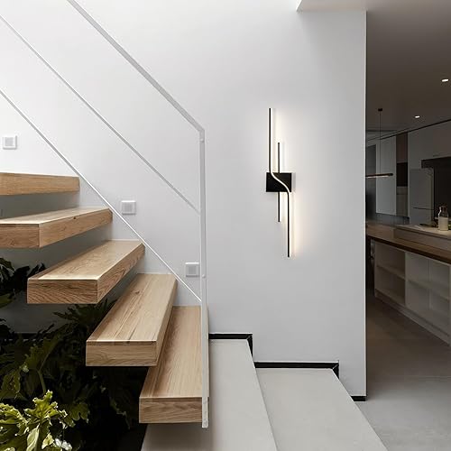 Miniatura 2 de Apliques de pared negros modernos LED para tocador de baño, lámpara de pared lineal de 30 pulgadas, 4000 K, luz neutra para sala de estar,