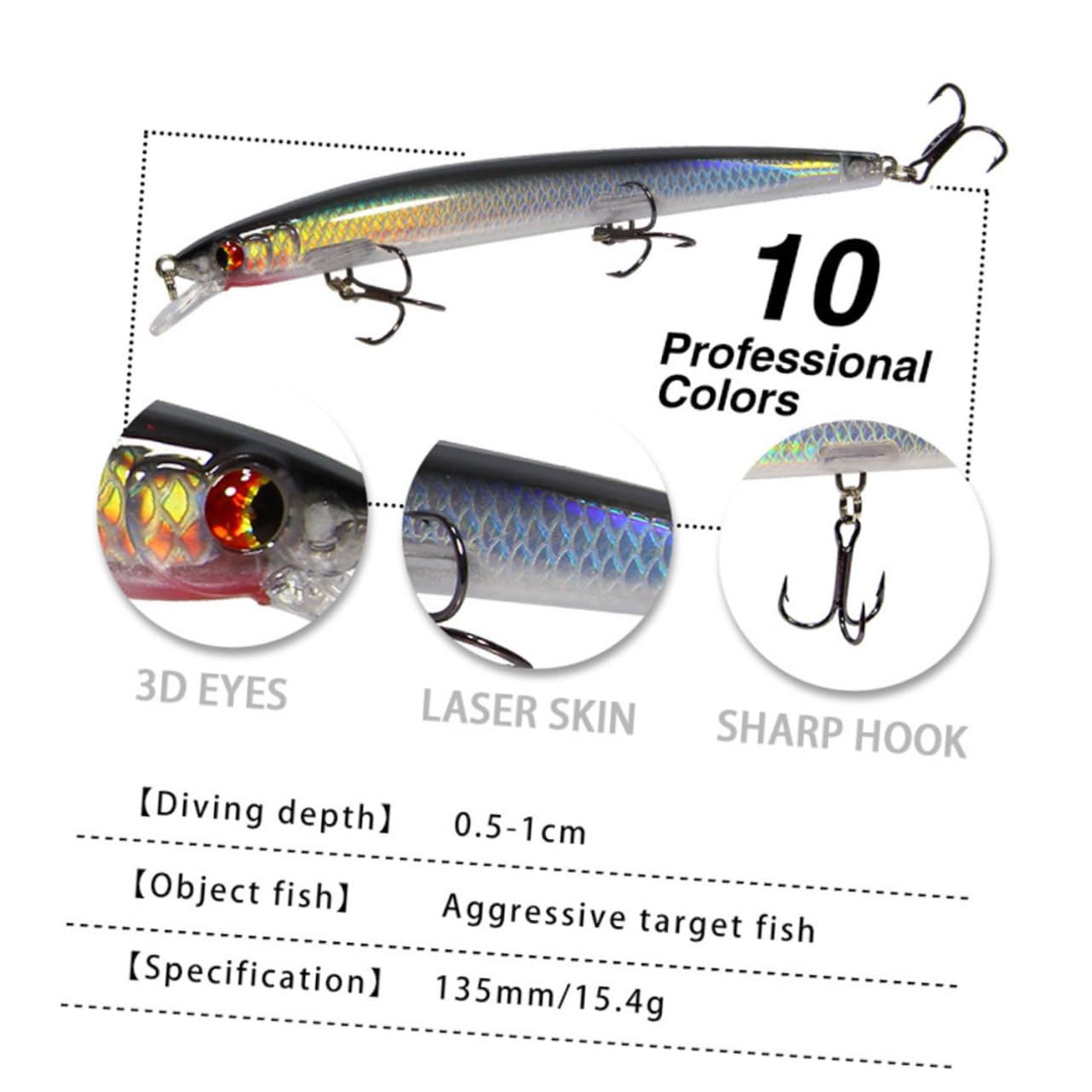 Kisangel 15 Pièces appâts de Poisson hameçon swimbait appâts de pêche Accessoires de pêche leurres de pêche engins de pêche leurre appât