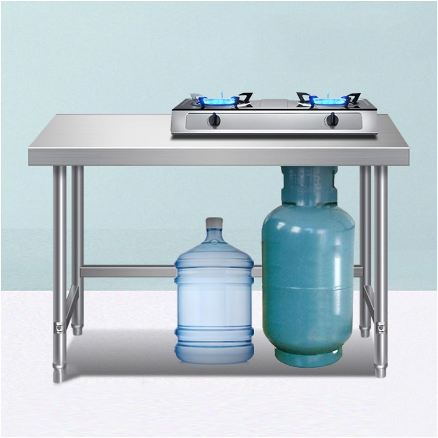 Single-deck Stainless Steel Workbench Kitchen Prep Table Not Afraid to Cut Hands Commercial Chopping Table Easy to Assemble Work Table Stable Frame Worktop with Adjustable Table Legs(80x50x80cm/31.5x1