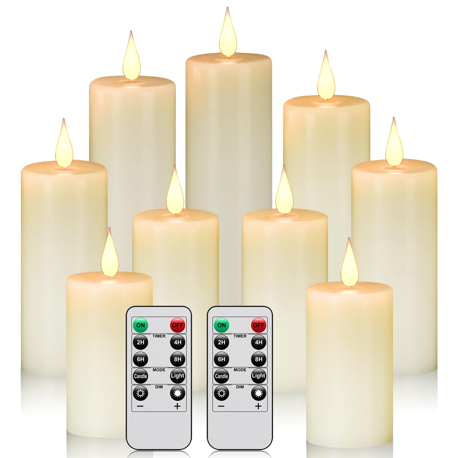 Flameless Battery Operated LED Candles 3D Wick 24-Hour Remote Control Timer