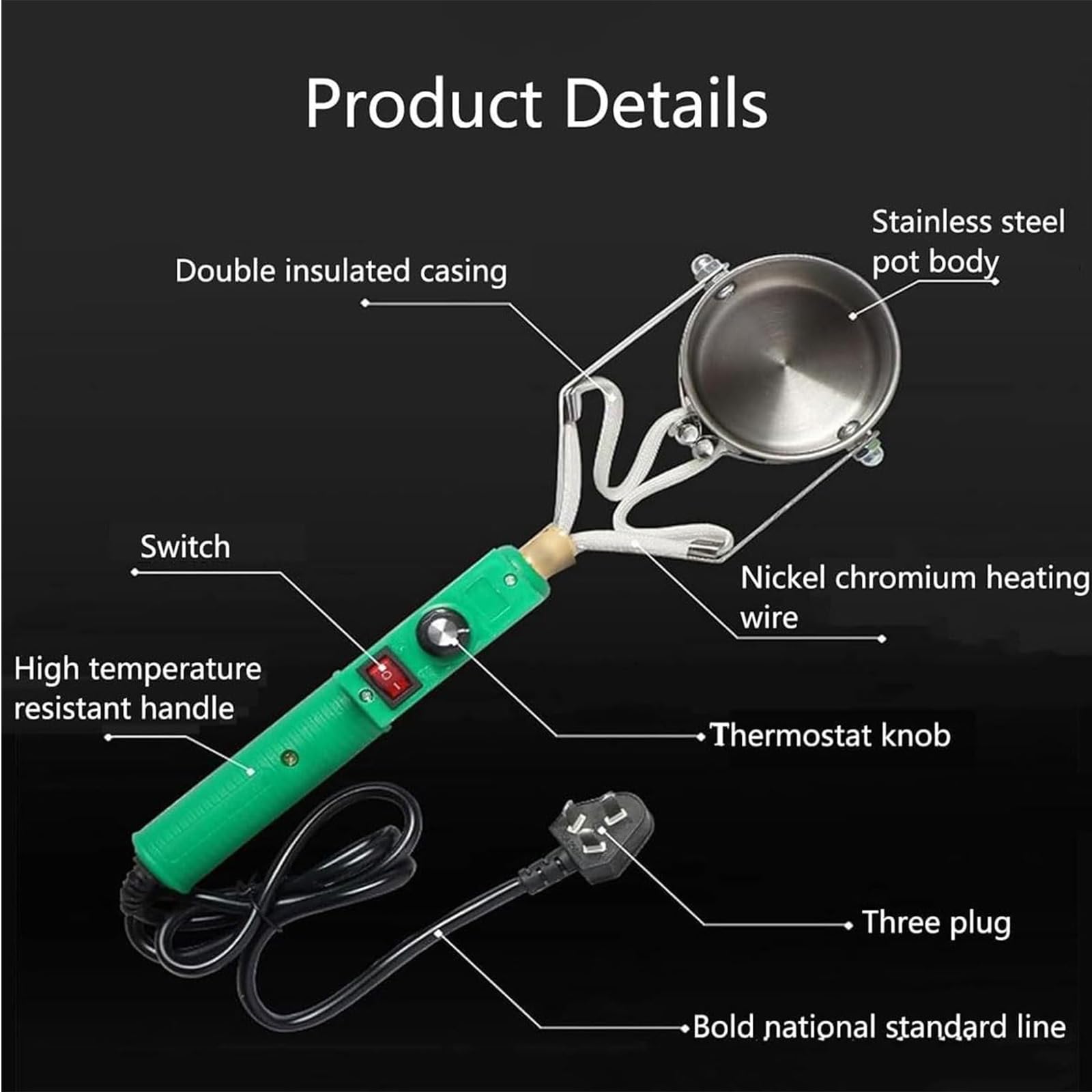 500w,Olla De Soldadura De Fusión De Plomo De Mano, Horno De Fusión De Estaño para Electricista, Horno De Fusión De Plomo para Electricista Doméstico, Rango De Temperatura 150-450 °C