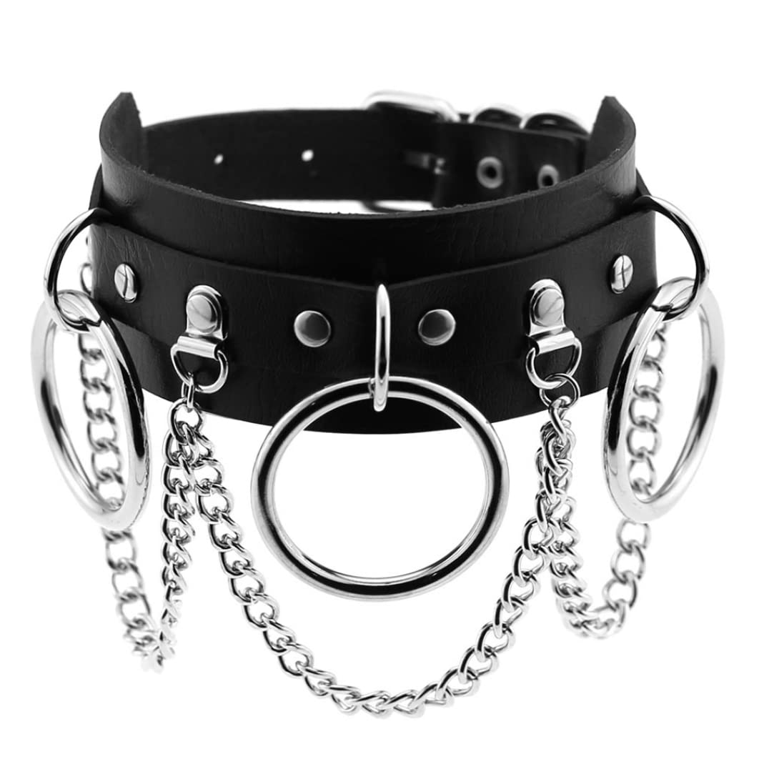 1pc Collar de cuero Pun Pun Punk Punk Goth Goth Rivet Collar Choker ajustable para cualquier ocasión especial (negro)