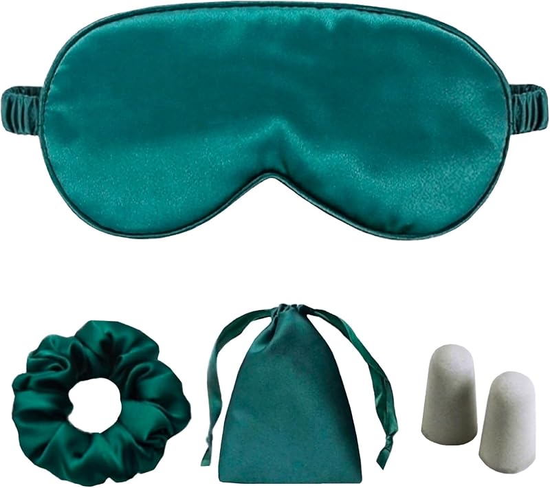 Máscara de dormir LCBD em cetim, azul royal, com kit de viagem