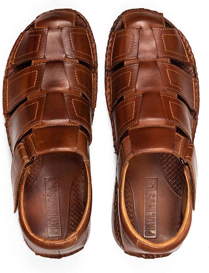 PIKOLINOS Tarifa 06J-5433 Men's Sandals - Premium Calfskin Leather - Cushioned Insole, Hook & Loop Closure, Lightweight Sole - Spring and Summer Style and Comfort
