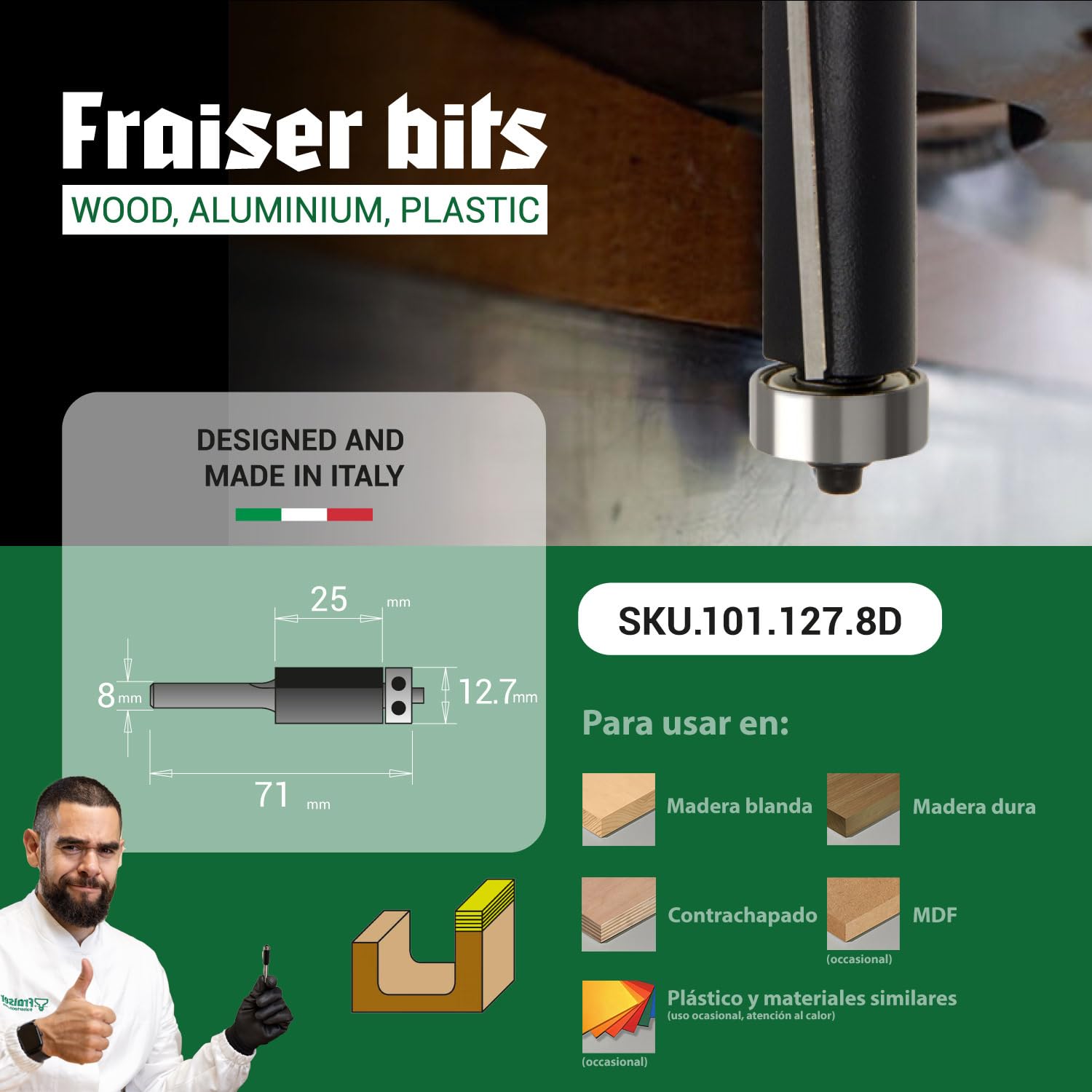 Fraiser - Fresas para recortar - D 12.7 / I 25 / S 8