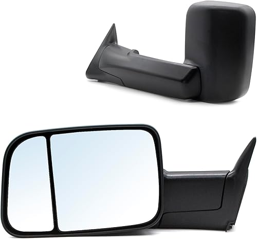 ReYee Par de espejos de remolque compatibles con Dodge Ram 1500 1994-2001 Dodge Ram 2500 3500 1994-2002 1994-2002 Juego de carcasa negra ajustable