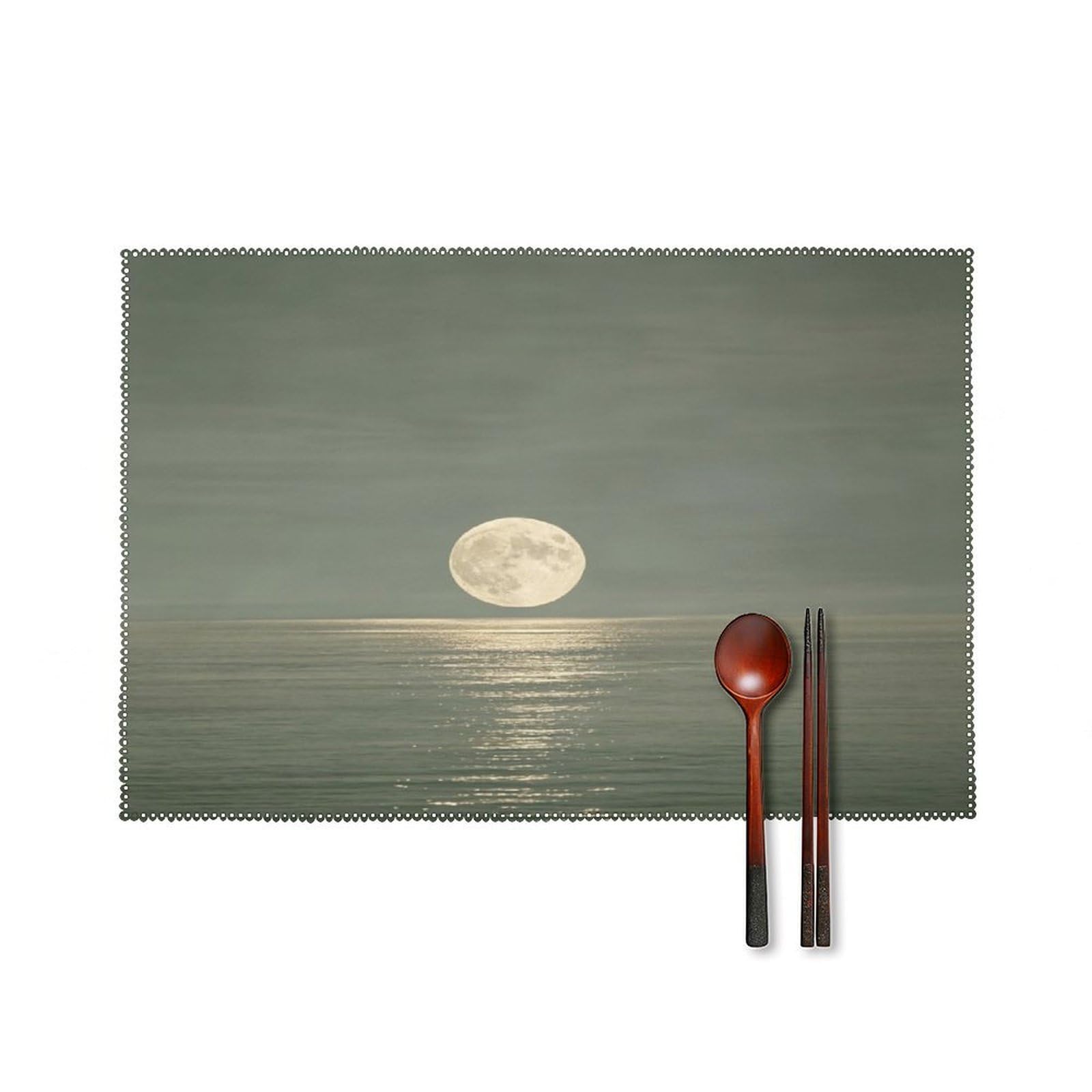 Fekiloot Style Green Sunset Placemats Set Of 6,Table Mat
