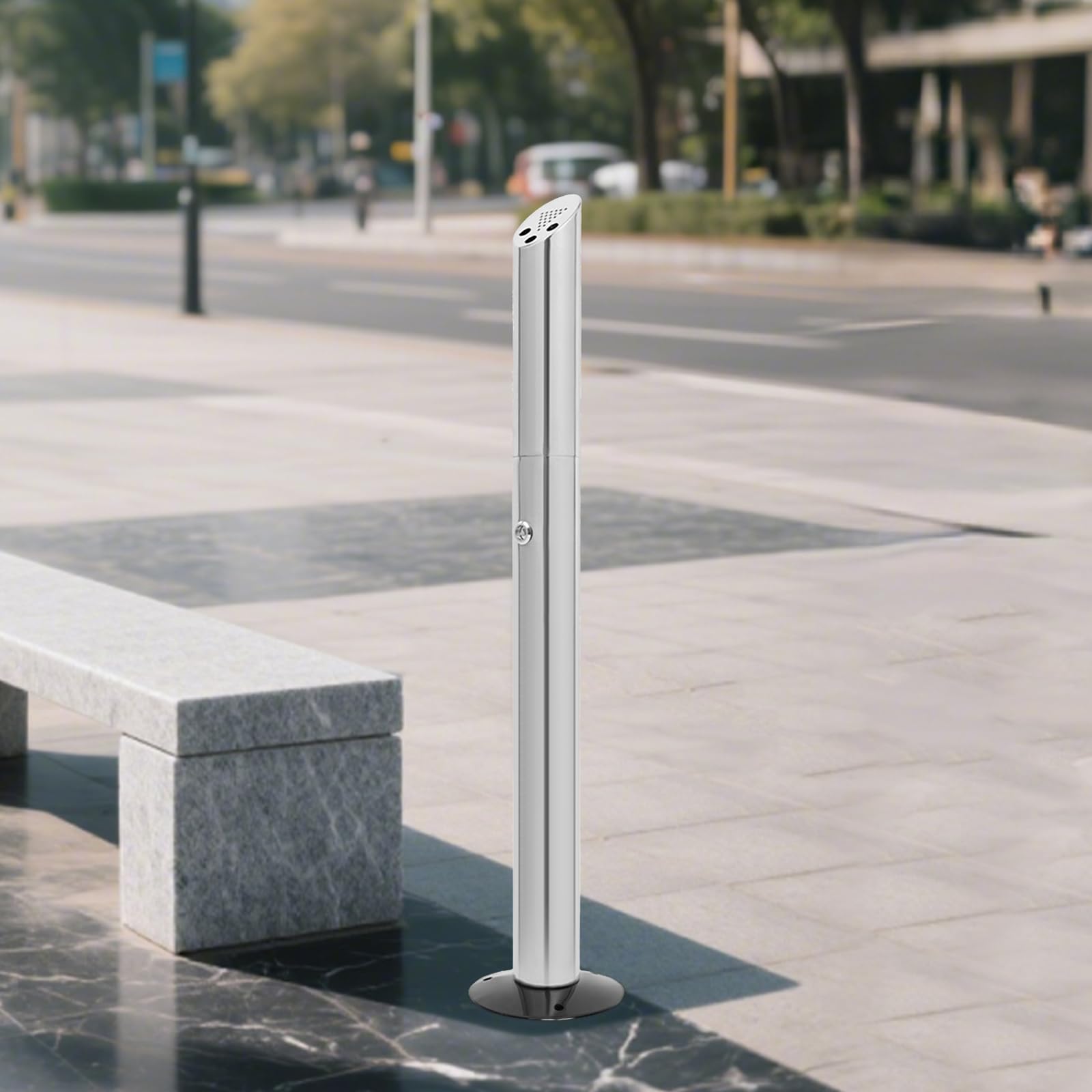 Posacenere da Terra per Esterni, Portacenere Verticale in Acciaio Inox per Pub, Hotel, Ristorante, Giardino, Ufficio, Terrazza, 17x92 cm