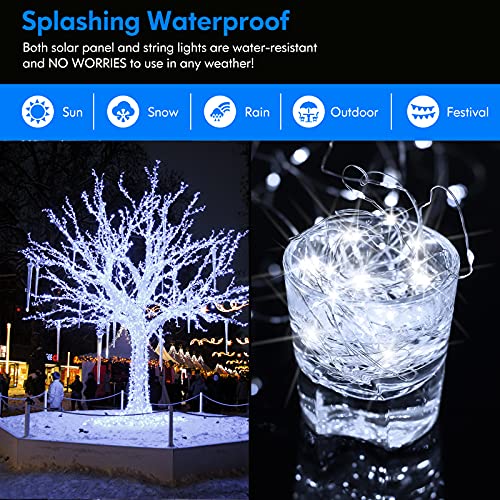 Outdoor Solar Fairy String Lights 288Ft Extra Long, 4-Pack 800Led Each 72Ft Solar Twinkle Lights Waterproof Silver Wire Lights, Outside Tree Lights For Patio Garden Christmas Decoration Daylight White #TOP3