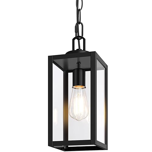 1-Pack Outdoor Pendant Light, 13” Modern Hanging Lantern Light for