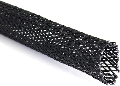 Protector de cable expandible de PET negro para cable de telar de alambre para cargador USB, cables de audio y video, protege al perro gato de Negro