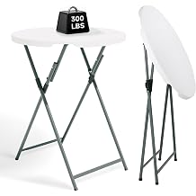 32" Round Folding Cocktail Table - HDPE Matrial Top with Steel Frame, Stable & Easy to Clean - High Top Table for Parties, Patio, Events, 1 Pack, White