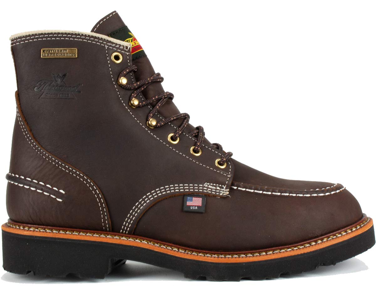 Thorogood 1957 Flyway 6” Waterproof Moc Toe Hunting Boots for Men - Premium Full-Grain Leather with Slip-Resistant Heel Outsole and Shock-Absorbing Footbed, Briar Pitstop - 10.5 D US