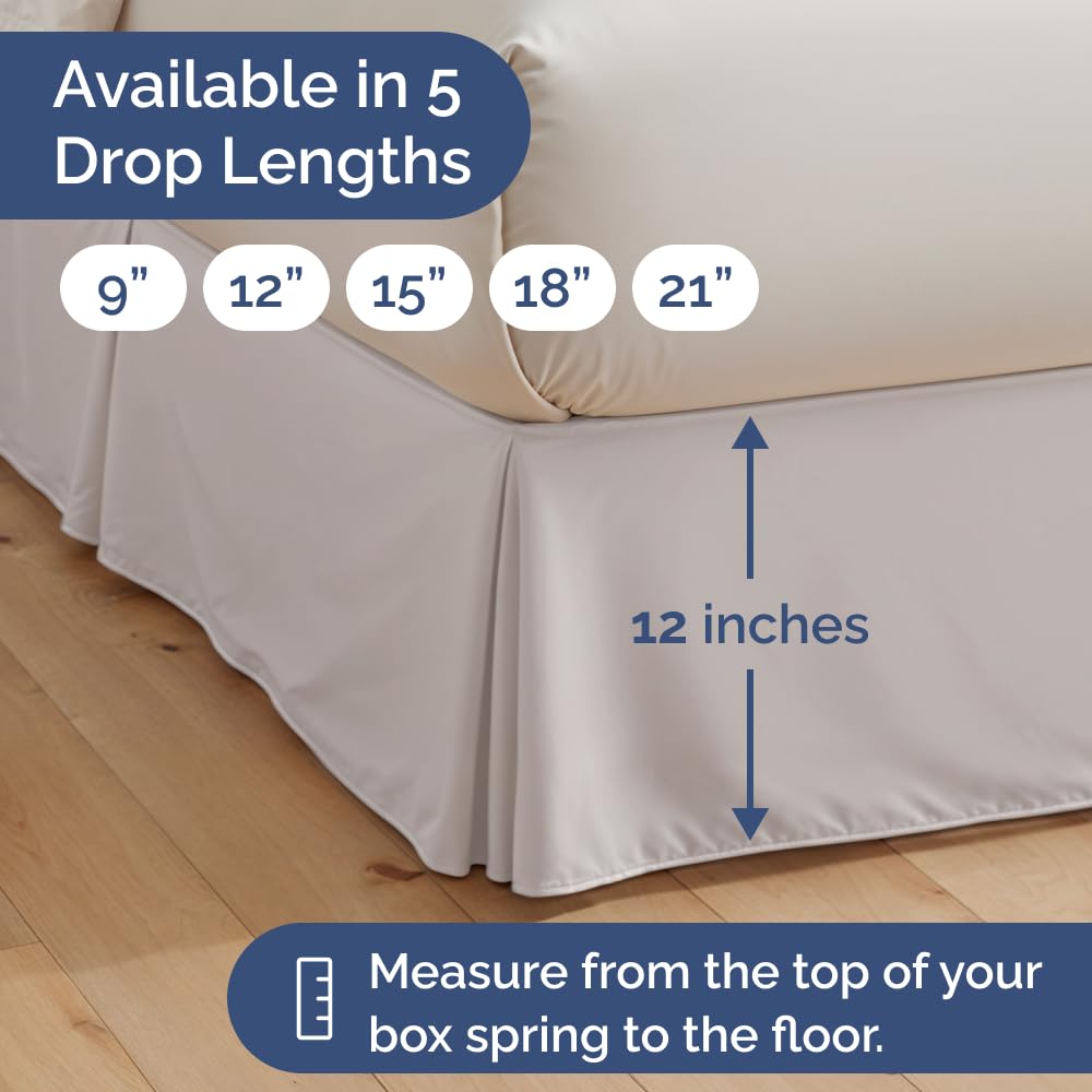 Cache-sommier plissé à 3 côtés – Très grand lit – Ultra doux, facile à installer avec une chute de 30,5 cm, résistant aux plis et à la décoloration, pour femmes, hommes, enfants, adolescents – Gris