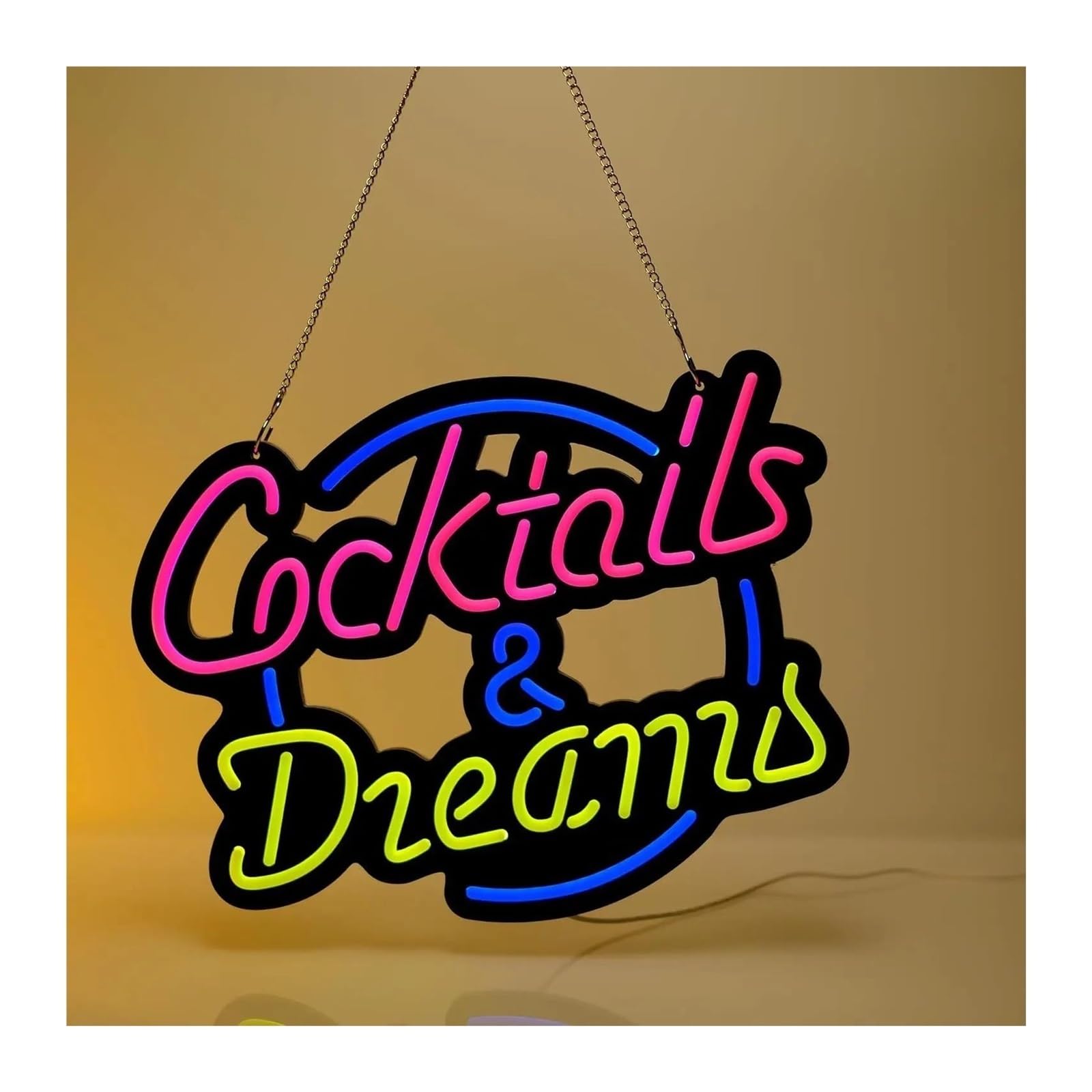 Luces de neón Letrero De Neón Cocktails Dreams Con Luz Alimentada Por USB Para Ventanas, Hoteles, Pubs, Cafeterías, Bodas, Fiestas De Cumpleaños, Decoración De Pared