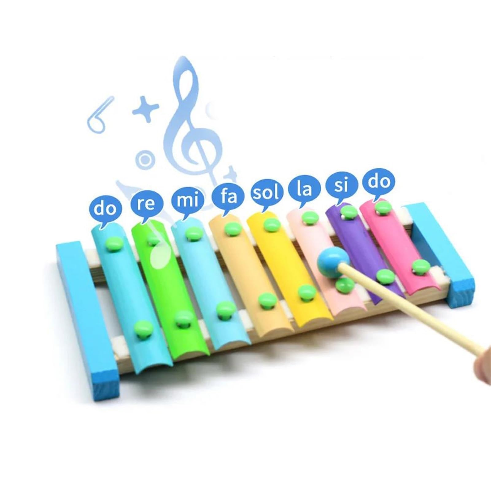 Xilófono Musical Instrumentos Musicales Para Principiantes Mazos De Xilófono De Madera De 8 Notas Teclas Coloridas Pequeño Instrumento De Percusión De Xilófono